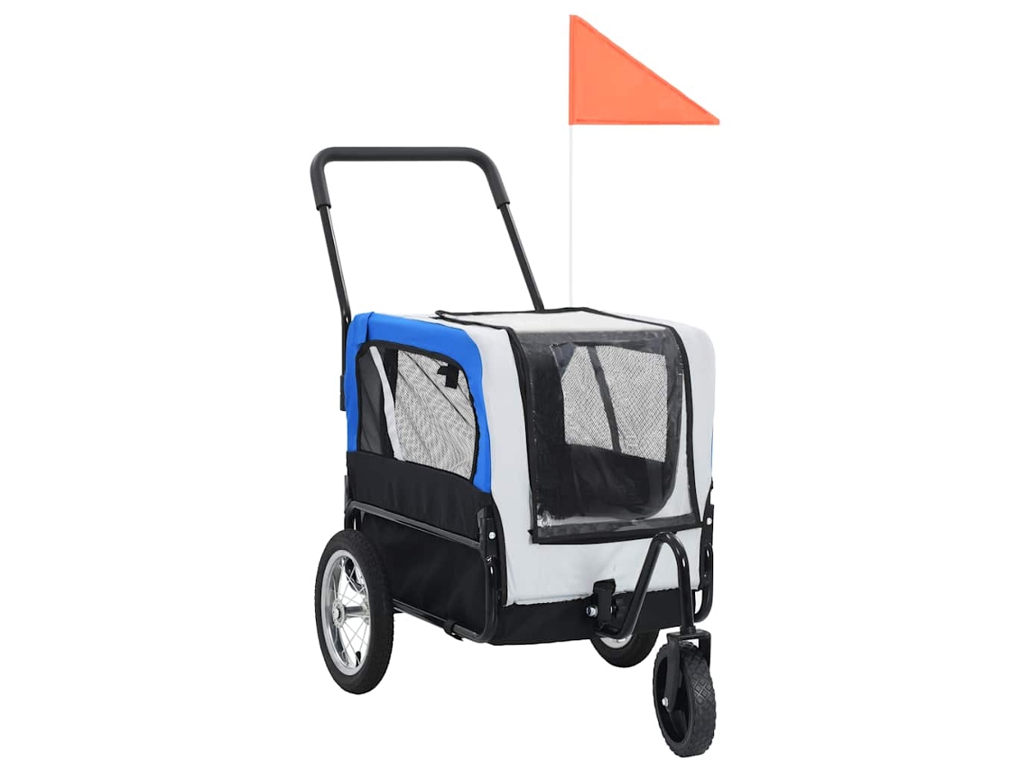 Vidaxl Reboque Bicicletas/carrinho 2-em-1 Cinzento E Azul