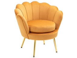 Poltrona Shell Vintage PONTO CASA, para quarto e sala de estar, design elegante, 76x67x74 cm, amarela