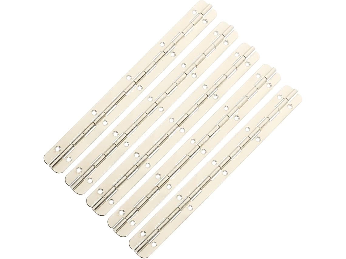 Dobradiças De Piano Ipetboom, 5 Peças, 190x19mm, Niqueladas, 180°, Resistentes, Para Caixas De Joias Pequenas