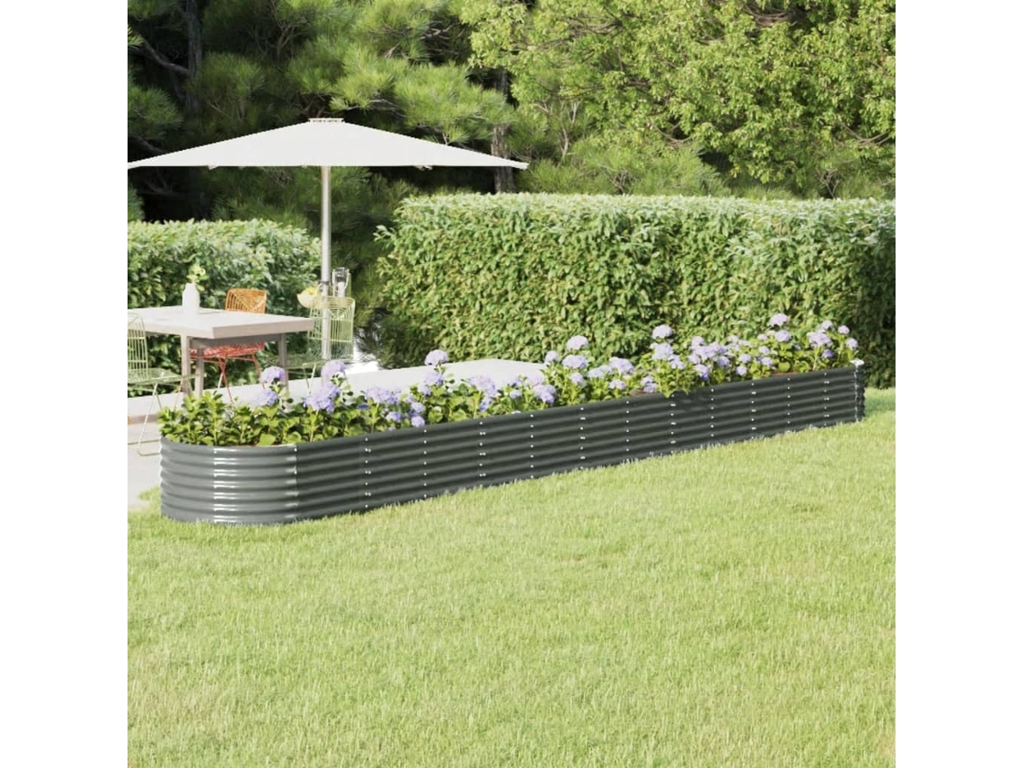Canteiro Elevado Jardim 512x80x36cm Aã§o Revestido A Pã³ Cinzento Dkd Home Decor