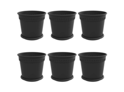 Conjunto 6 Vasos De Plantas Modernos Vidaxl Preto Plástico (ø 19 X 16 Cm)