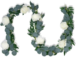 Guirlanda de Rosas Artificiais para Casamento, 200 Cm de Comprimento, com Plantas de Eucalipto para Pendurar AQUAFORGE