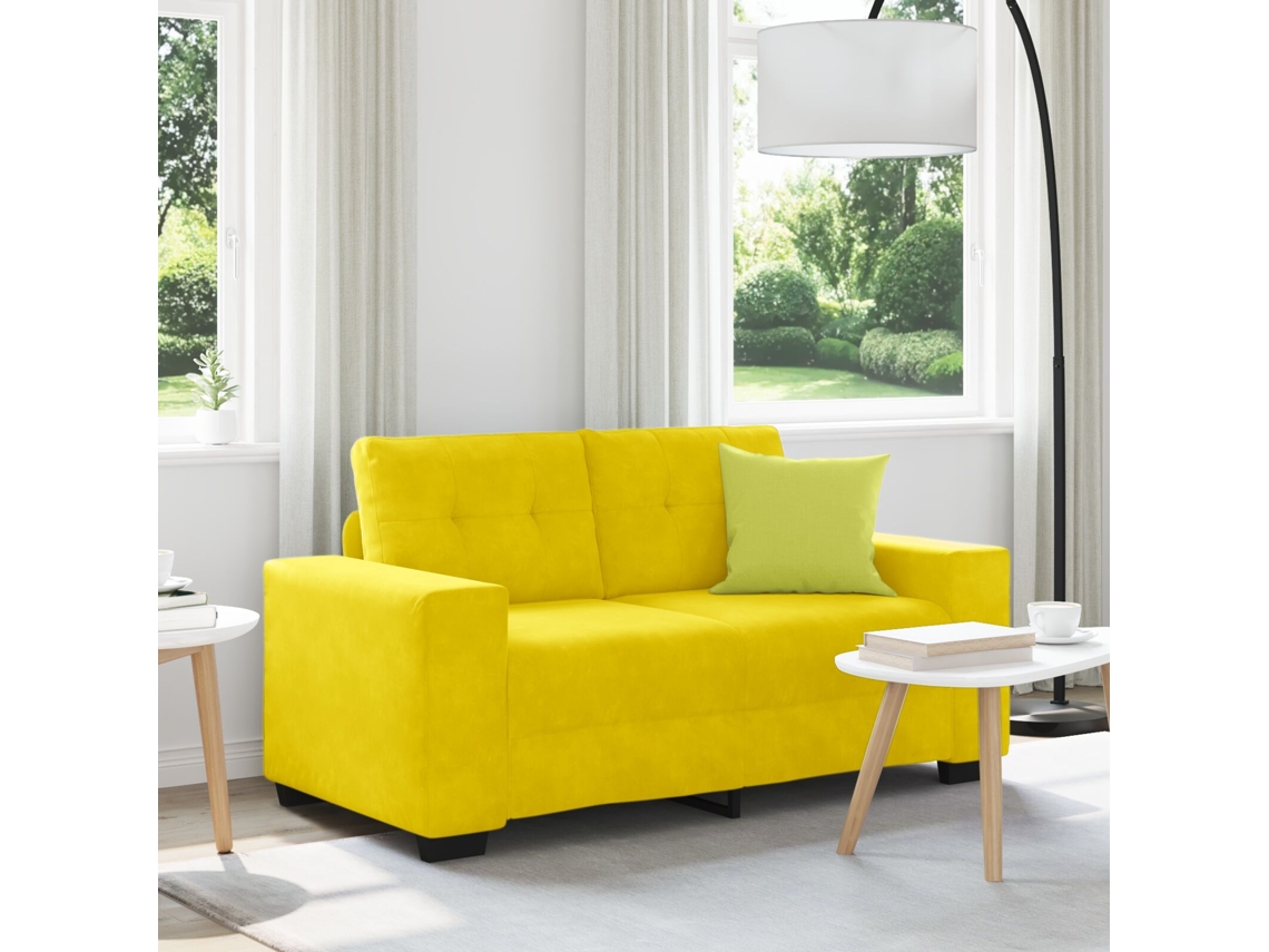 Sofá Loveseat | Sofá De Casal Amarelo 120 Cm Em Veludo Wsd789624 Lovely Home
