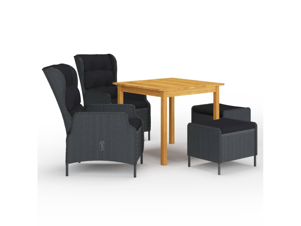 Conjunto De 5 Peças De Jantar Para Jardim Cinzento Escuro Dkd Home Decor