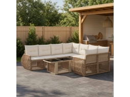 Vidaxl Conjunto De Sofá De Jardim 9 Unid. Bege E Branco Creme Vime Pe