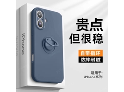 Capa Para Iphone 17 Pro, Azul Marinho, Em Silicone Líquido Com Anel Magnético Para Proteção Contra Quedas.