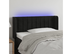 Cabecero de terciopelo con luces LED 83x16x78/88 cm Negro