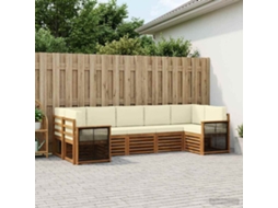 Vidaxl Conjunto De Sofás Para Exterior 6 Unid. Natural E Creme