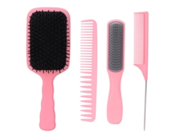 2026 set de 4 Cepillos de Pelo com Cabo Antiderrapante para Massagear a Cabeça e Aliviar a Pressão Caixa Rosa