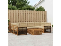 Vidaxl Conjunto De Sofás Para Exterior 7 Unid. Natural E Bege