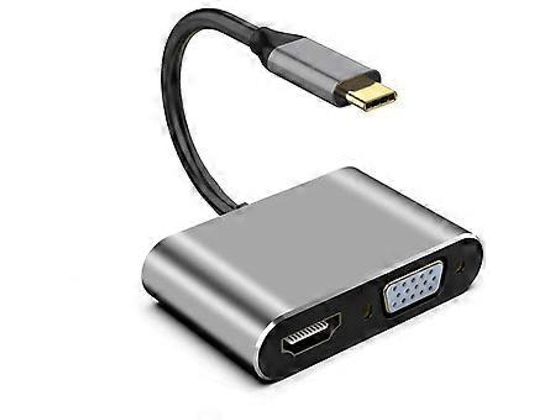 Cabo/adaptador 4 em 1 Tipo C para HDMI 4K2K Tipo C para HDMI VGA 3.0 USB C PD Hub Slowmoose