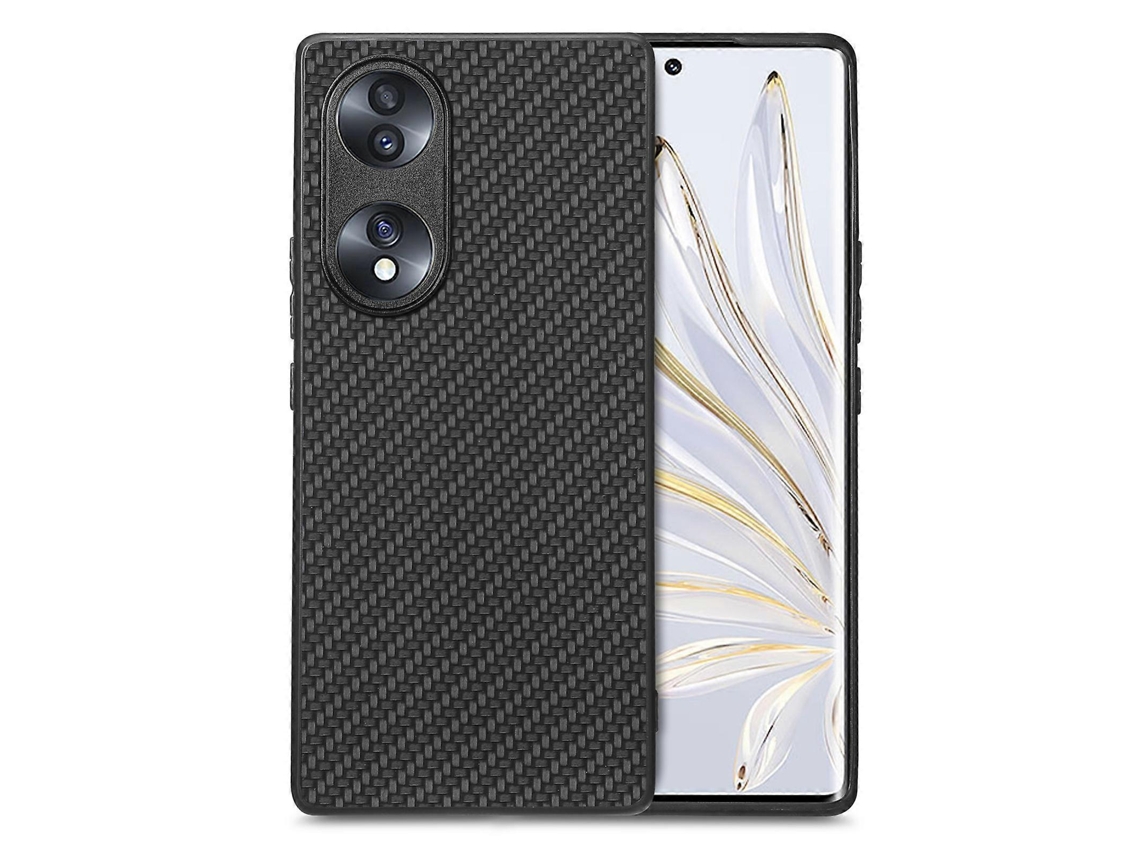 Capa Traseira De Couro Com Textura De Fibra De Carbono Para Honor 70