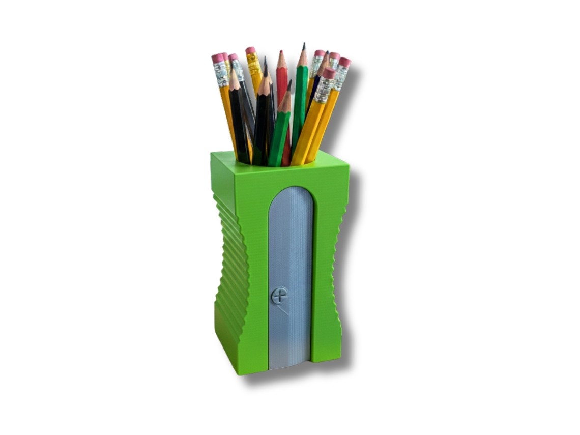 Porta, Canetas em Formato de Apontador, Organizador de Mesa Divertido, Verde, Tamanho M BRILVIBERA