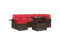 Conjunto de Sofá de Jardim, 7 Peças, Almofadas, Rattan Preto MAISON EXCLUSIVE
