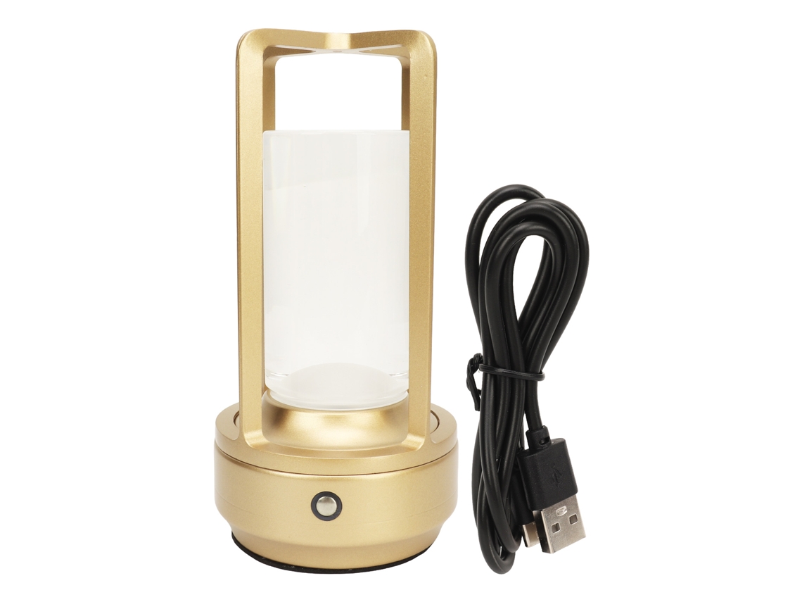 Rebe-lâmpada De Mesa Sem Fio De Cristal 3 Temperaturas De Cor Controle Táctil Usb Recarregável Led Dourado Para Lar