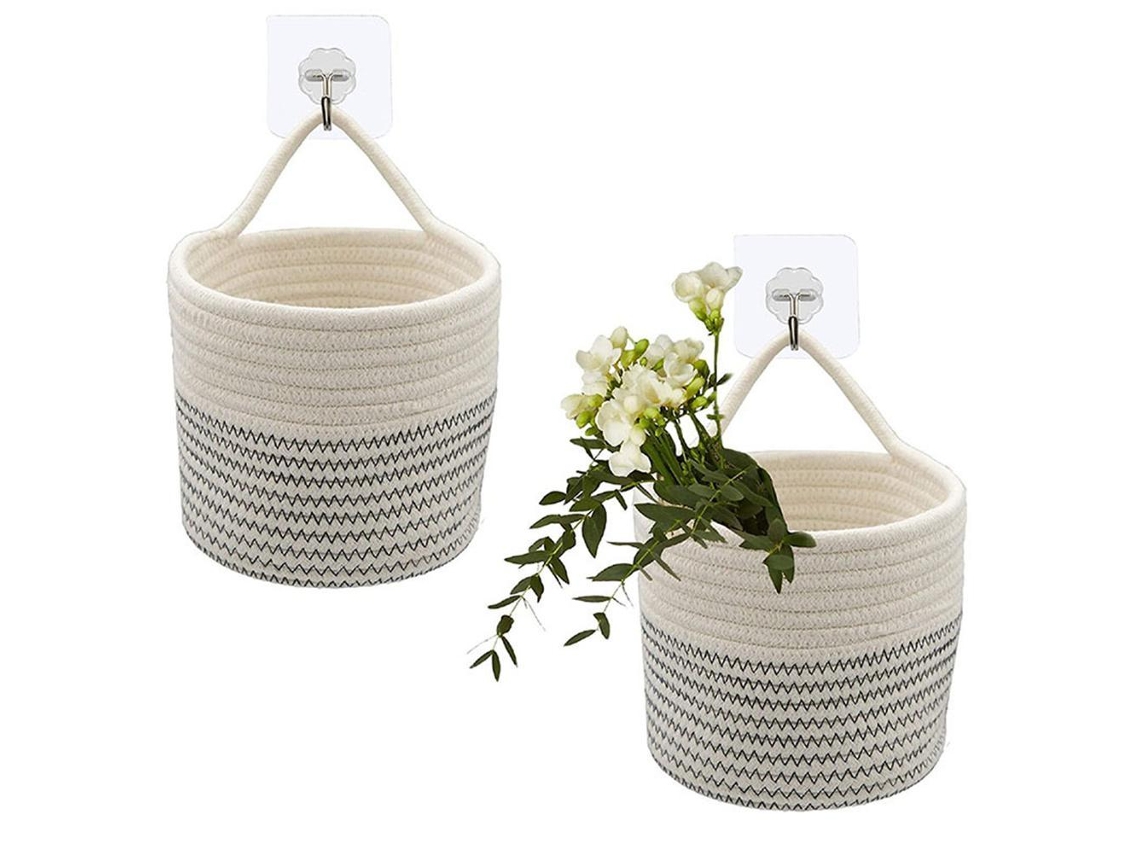 Cesto De Corda De Algodão Decorativo Para Pendurar Na Sala