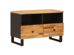 Conjunto 1 Gabinete Para Tv Vidaxl Castanho Madeira De Mangueira Maciça (70 X 33 X 46 Cm)