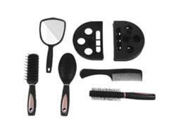 Conjunto De 5 Peças De Escova E Pente Para Cabelo Feminino, Escova De Massagem Para Cuidados Com O Cabelo Com Espelho E Suporte, Rosa Jinyubo Store