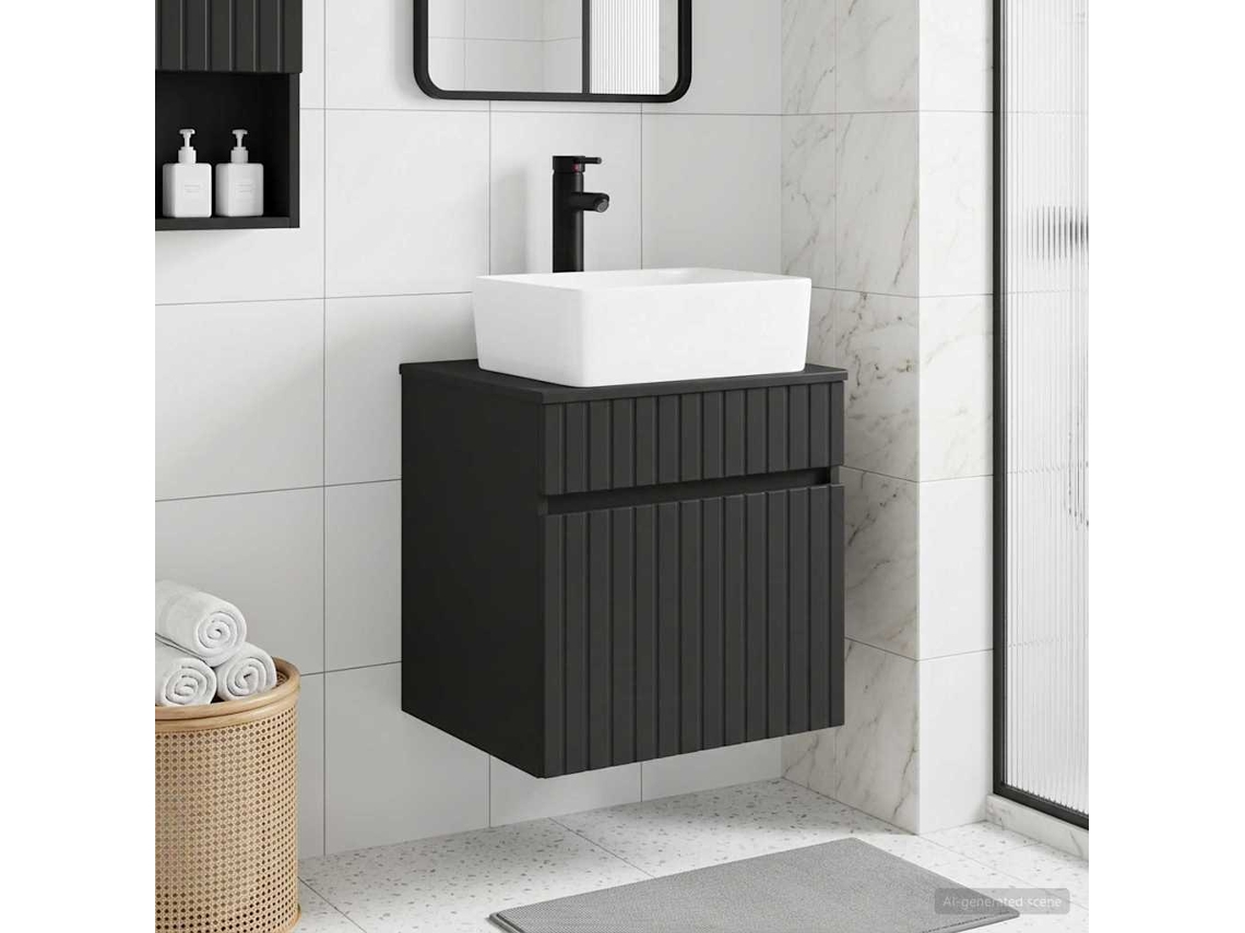 Vidaxl Vanidade De Pia De Parede Preto 49 X 41 X 63 Cm