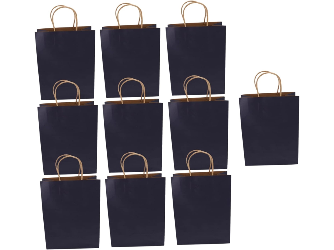 Sacolas De Compras De Papel Kraft, Pacote Com 10 Unidades, 21x27x11 Cm, Azul Escuro, S, Transportar Gokoco