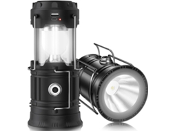 Lanterna Solar Led Recarregável E Dobrável, Com Carregador Usb Para Telemóvel, Campismo, Tempestades E Falhas De Energia (preto)