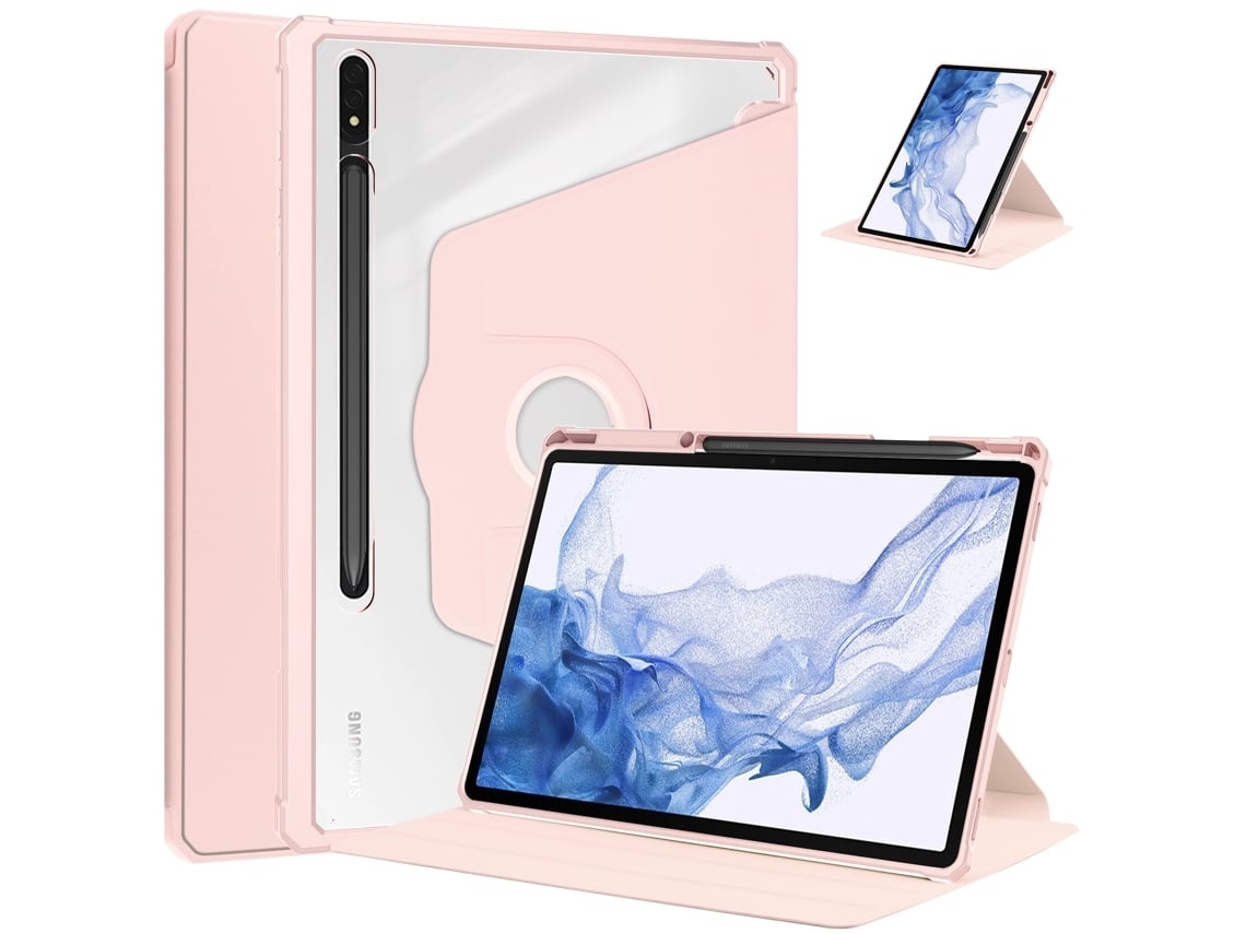 Capa Para Tablet Lurelia, Compatível Com Samsung Galaxy Tab A9 Lite De Acrílico Giratório, Rosa, Tpu, Dobrável Com Suporte, Suporte Giratório