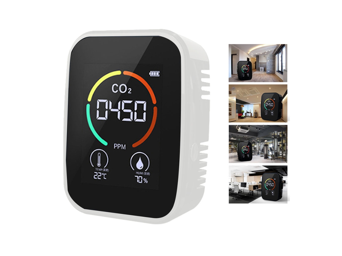 Detector de CO2 preto/branco TVOC HCHO Tester Multifuncional 5 em 1/3 em 1 Medidor de Ar Slowmoose
