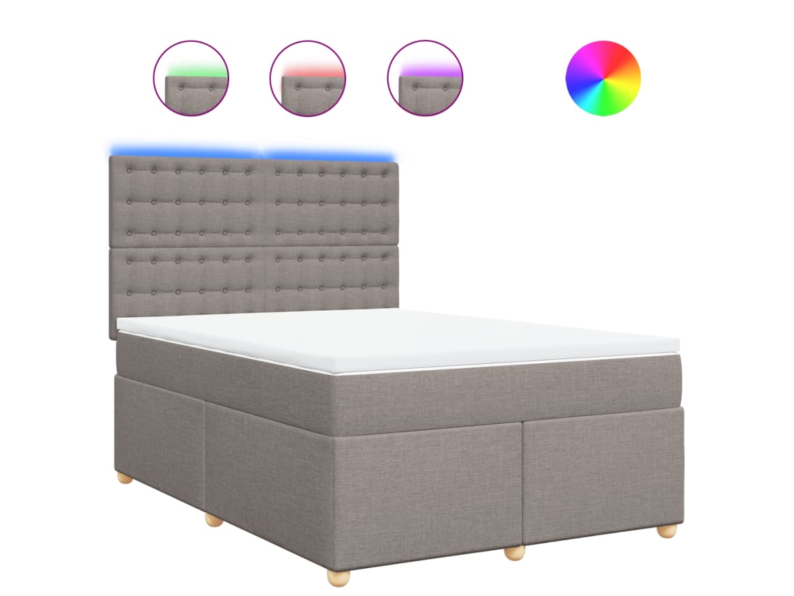 Conjunto 1 Cama Box Spring Vidaxl Marrom-acinzentado Tecido (200 X 144 X 150.5 Cm)