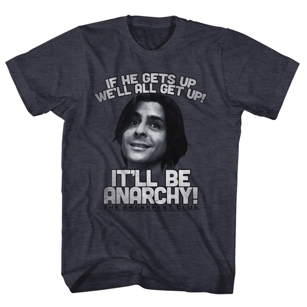Unisex Adult T-shirt Rockinstone Breakfast Club Movie Anarchy Heather Navy Sizem