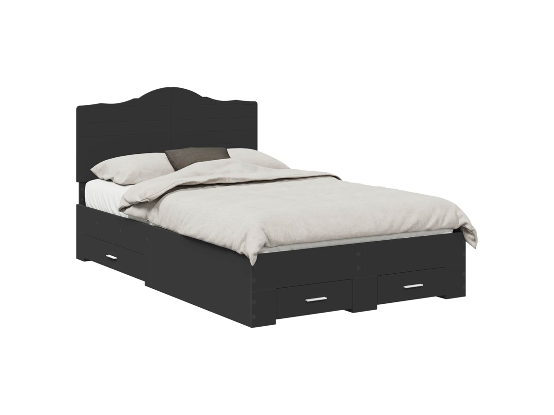 Estrutura da Cama Preto 135x190 cm Madeira Processada MAISON EXCLUSIVE