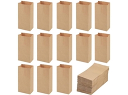 Pacote Com 100 Sacolas De Papel Kraft, 9x5,5x18 Cm, Sacolas Marrons Para Presentes, Ideais Para Doces E Pequenos Objetos. Ecológicas E Sustentáveis.
