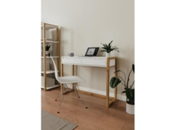 Escritorio Consola De Roble Y Blanco - 2 Cajones - 100 X 35 X 75 Cm