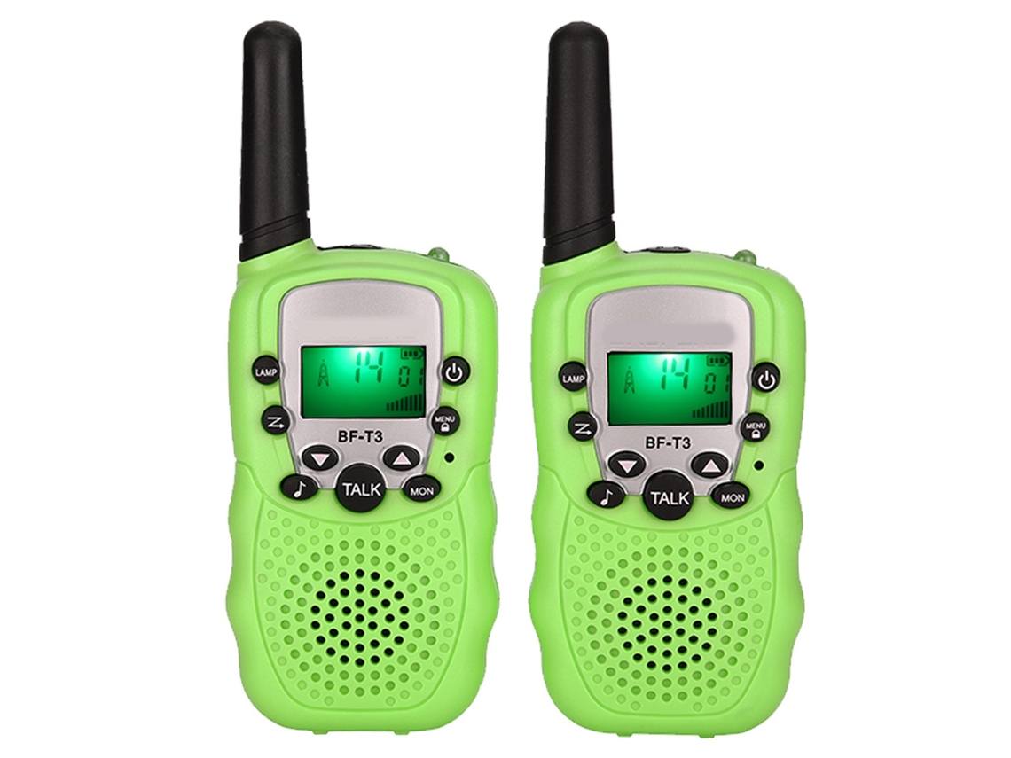 Conjunto De 2 Rádios Walkie Talkie Infantis De 22 Canais, Uhf, De Longo Alcance, Na Cor Verde. Brilvibera