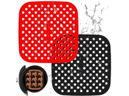 2 Peças De Tapetes De Silicone Para Air Fryer, Reutilizáveis, 21,5 Cm, Antiaderentes, Lavavajillas
