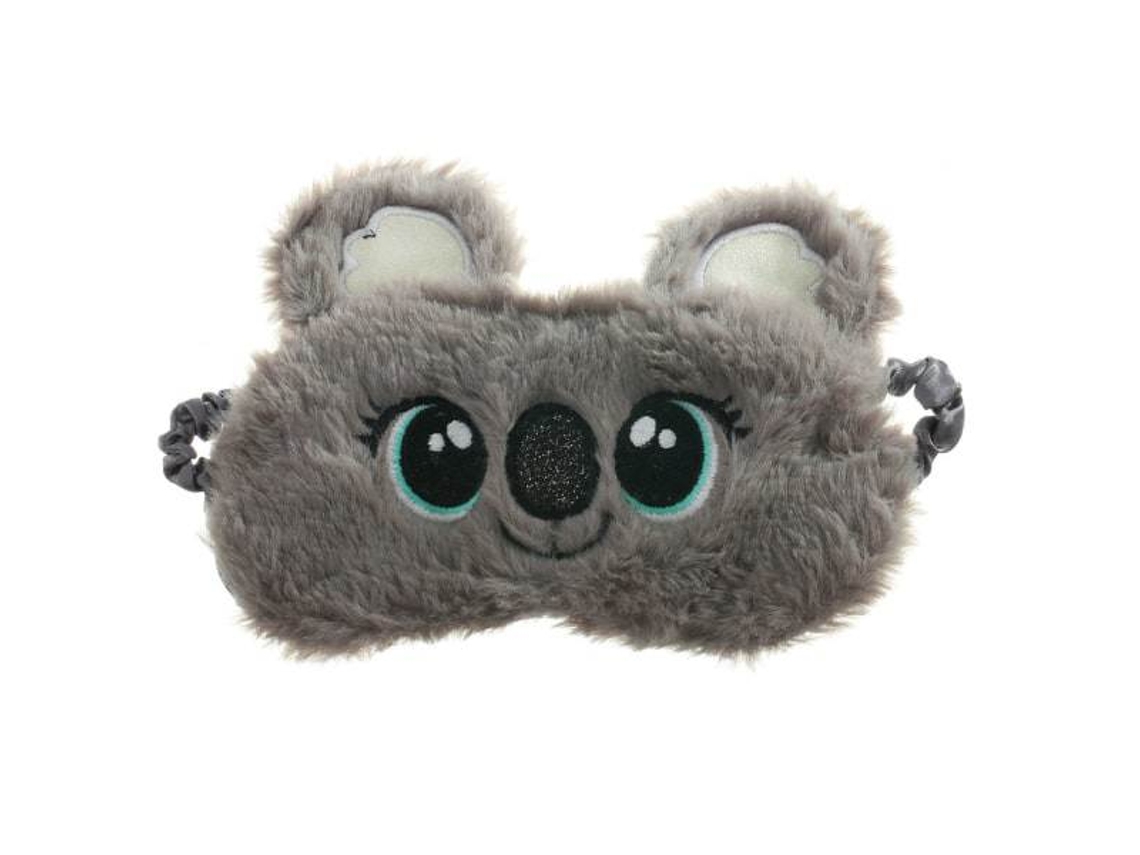 Máscara de Dormir Infantil de Pelúcia Bordada com Desenho Animado, Feita de Tecido Cinza AQUAFORGE
