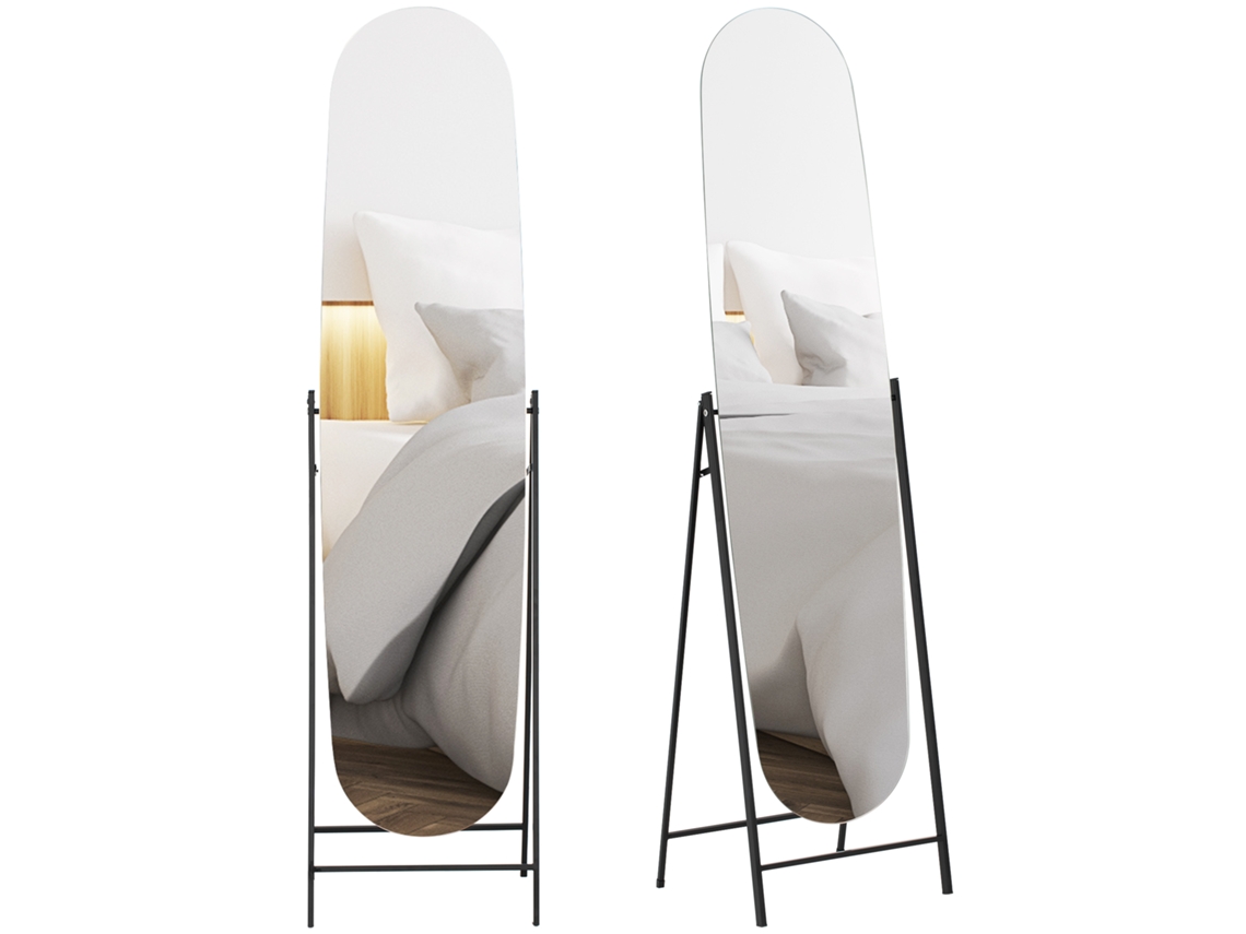 Espelho de Corpo Inteiro com Suporte de Metal 160x40cm Preto S/MARCA