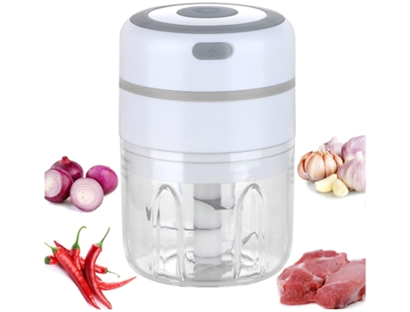 Mini Espremedor De Alho Elétrico Processador De Alimentos Elétrico Picador Sem Fio Poderoso Recarregável Por Usb 250ml Branco Veanxin Vaenxin