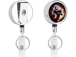 Porta Crachá Retrátil Com Mosquetão E Chaveiro De Futebol Resistente Cartões De Identificação De Bobinas De Metal, Chaveiro
