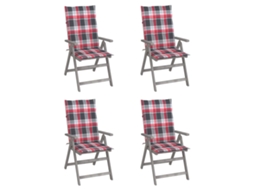 Vidaxl Cadeiras Jardim Reclináveis C/ Almofadões 4 Pcs Acácia Maciça