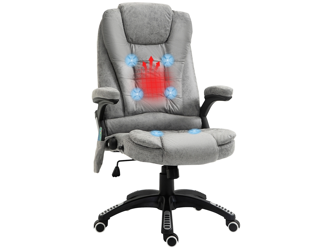 Cadeira Executiva Com Função De Massagem E Aquecimento, Ergonômica, Ajustável, Suporta Até 120 Kg, Cinza.ergonômica E Confortável, Com Altura