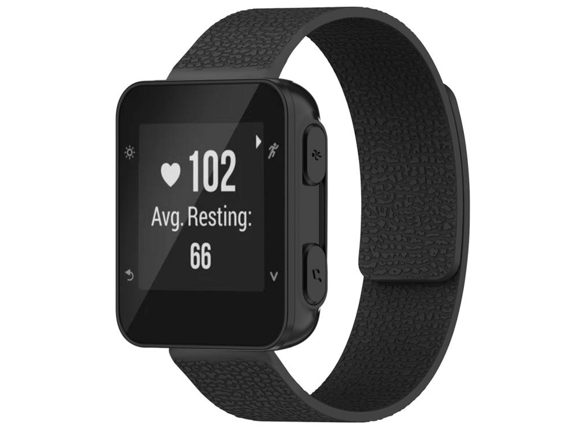 Bracelete Para Garmin Forerunner 35 / 30 / 35j (20mm) - Silicone Magnético - Textura De Lichia Preta