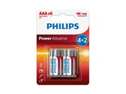 Pack 4+2 Pilhas Alcalinas Philips Power AAA