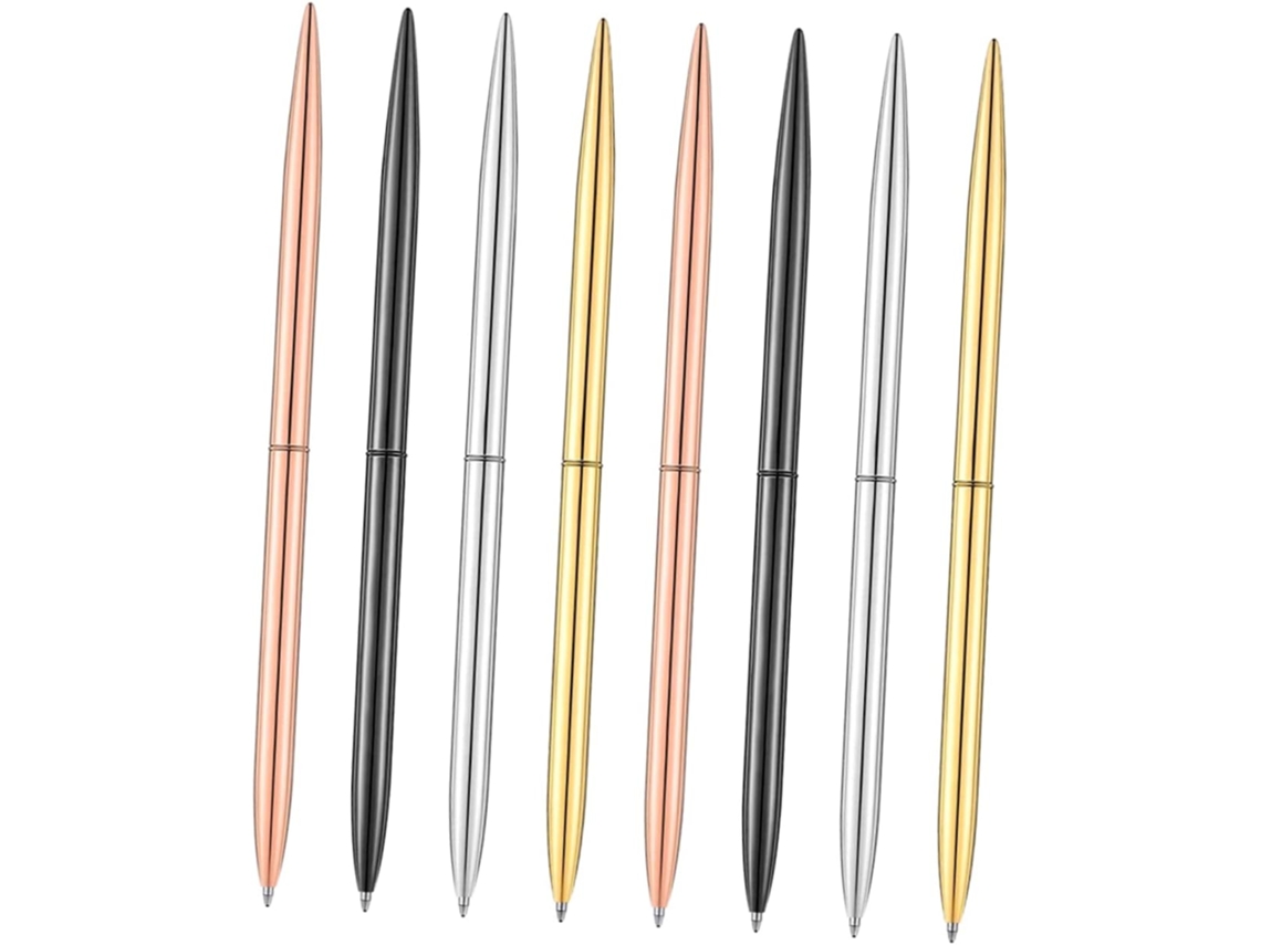 Canetas Esferográficas , Conjunto De 8 Unidades, Decorativas Metal Com