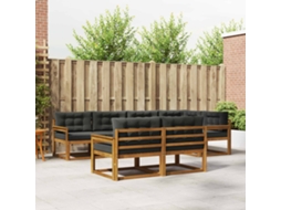 Vidaxl Conjunto De Sofás Para Exterior 8 Unid. Natural E Antracite