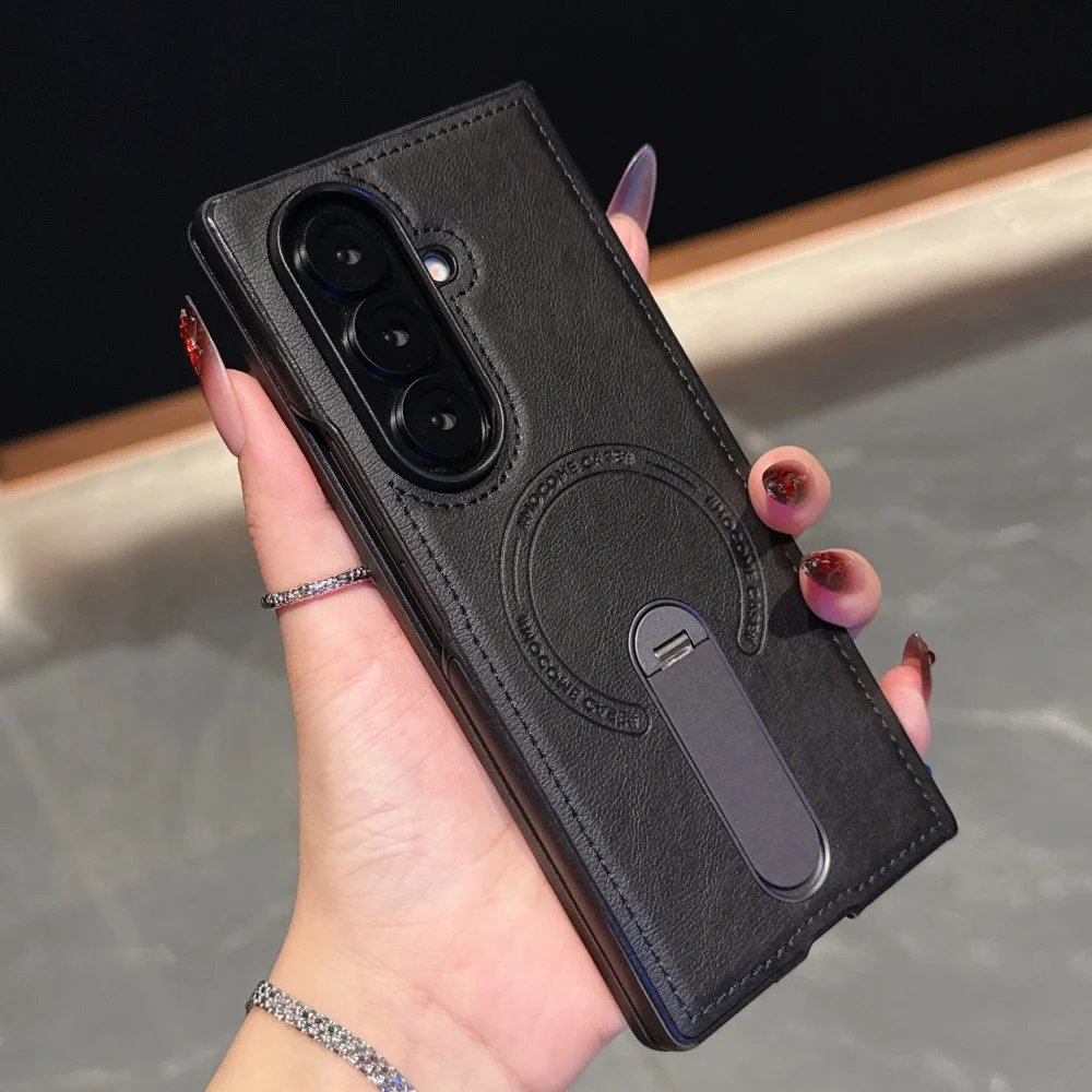 (preto, Galaxy Z Fold5) Capa Protetora Com Suporte Magnético Invisível, À Prova De Choque E Com Carregamento Sem Fio.
