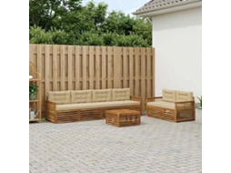 Vidaxl Conjunto De Sofás Para Exterior 7 Unid. Natural E Bege