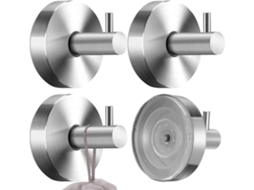 Conjunto de 4 Ganchos com Ventosa 6* 6* 5, 5 Cm para Toalha, Sem Necessidade de Furar, À Prova D'água, para Chuveiro, Banheiro BRILVIBERA