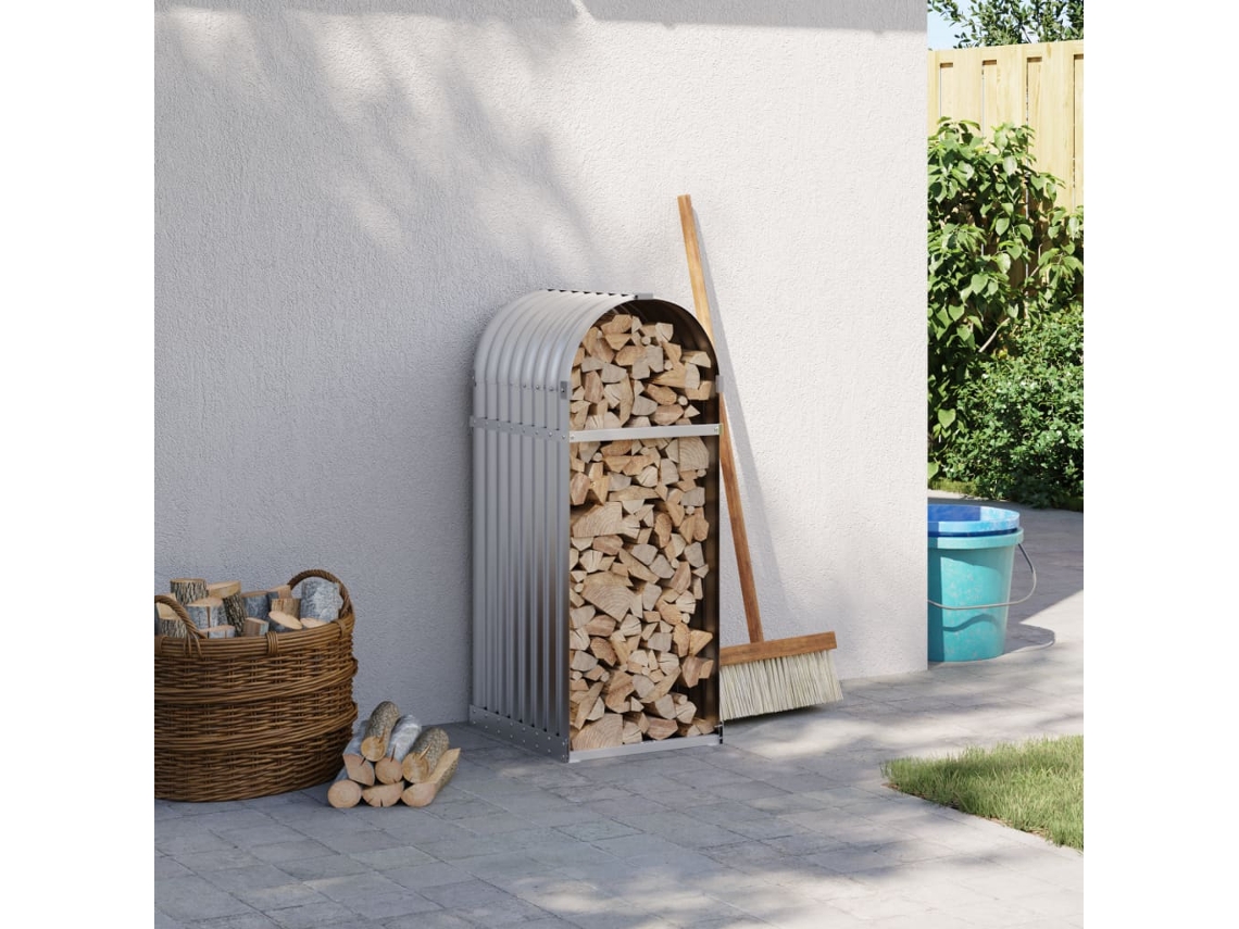 Vidaxl Suporte De Lenha 40x45x100 Cm Aço Galvanizado Prateado