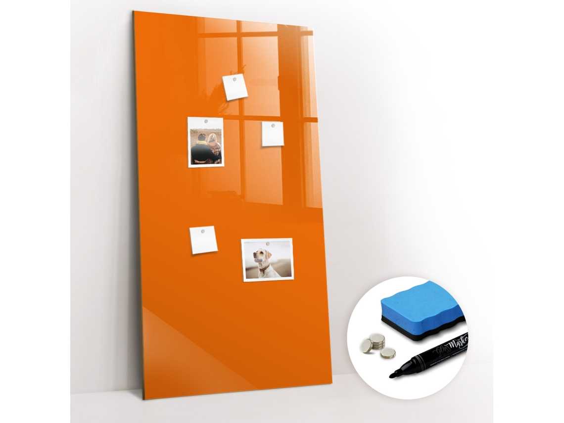 Quadro De Vidro Magnético Cor Laranja Para O Corredor Espelharte (60x120 Cm)