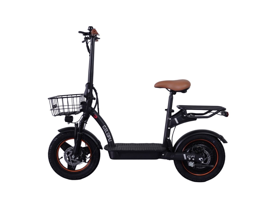 Trotinete Elétrica Geleipu C14 500w 48v17.5ah 14 Com Travão De Disco Mecânico E Estrutura De Ferro Preta